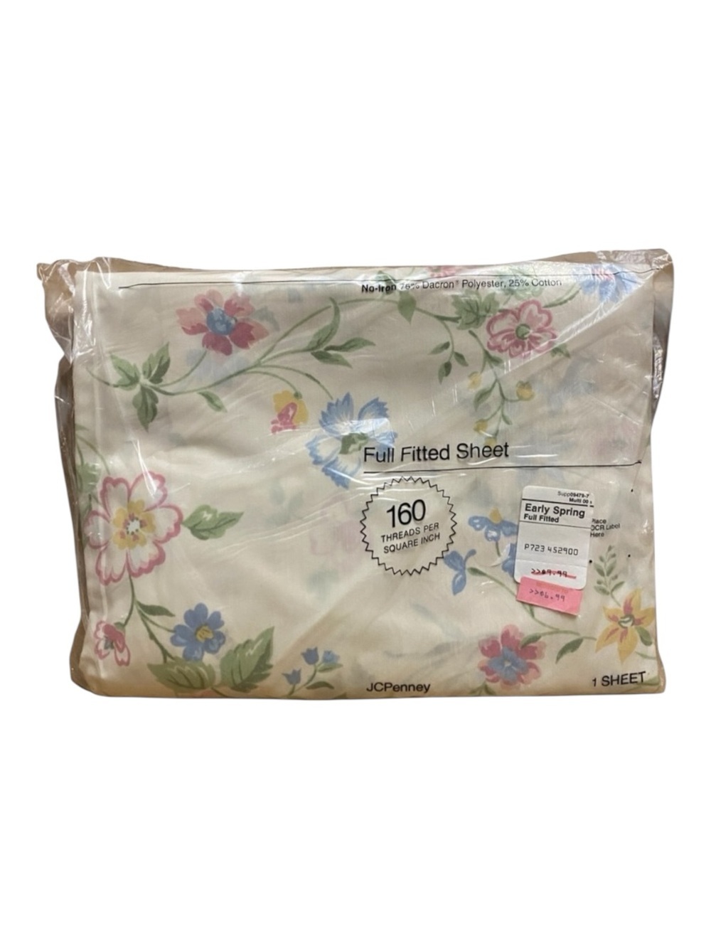 JC Penny Vintage 80s Full Fitted Floral 1 Sheet New Cottage Core Bedding